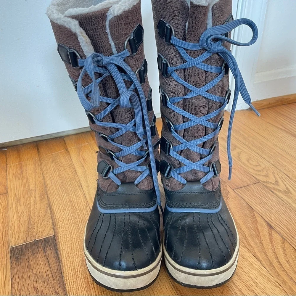 Sorel Tivoli Leather Lace-up Waterproof Duck Boots Winter Shoes Fleece 7